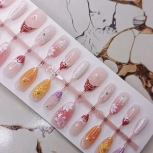Multishade Floral Press-On Nails