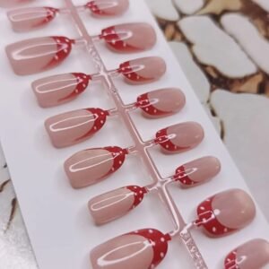 Red French Tip Polka Dot Nails